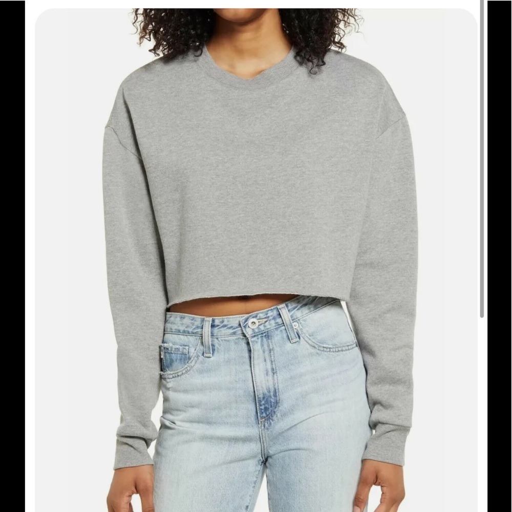 New Socialite Crop Sweatshirt Grey Women's Size Medium
